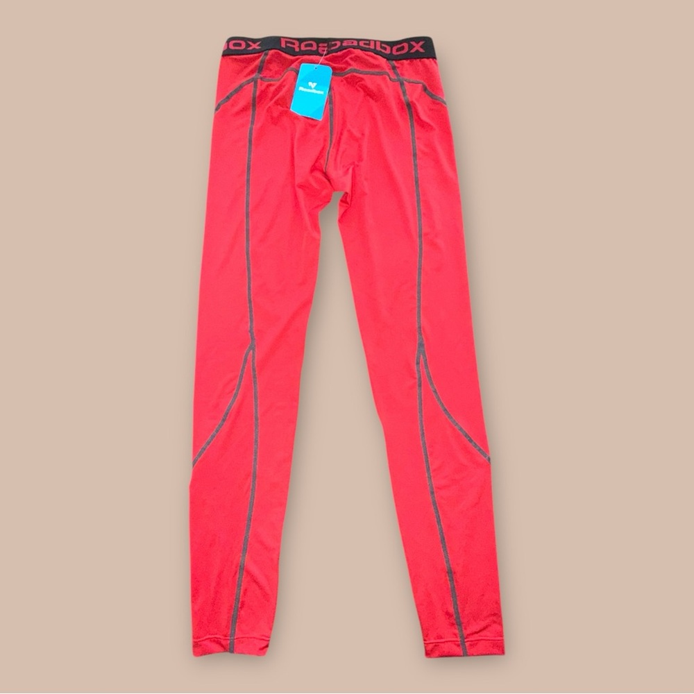 Roadbox Compression Leggings Mens M Red Base Layer Athletic Training Pants NWT - Picture 3 of 4